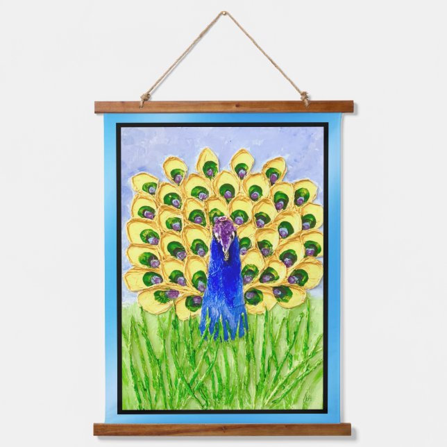 Tapiz Con Marco De Madera Peacock (Anverso)