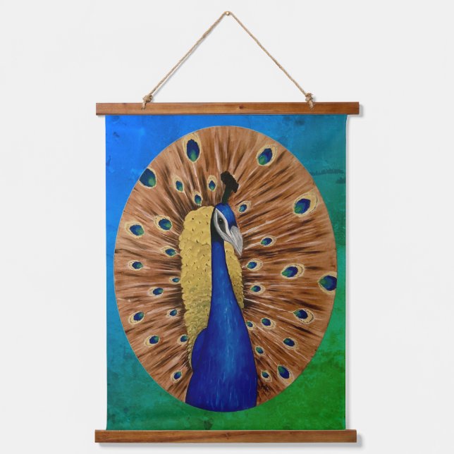 Tapiz Con Marco De Madera Peacock (Anverso)