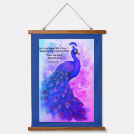 Tapiz Con Marco De Madera Peacock azul y púrpura