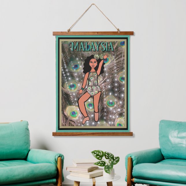 Tapiz Con Marco De Madera Peacock Dancer #2 (Sala de estar)