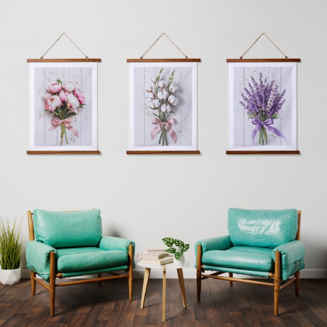 Tapiz Con Marco De Madera Peony Bouquet Wall Tapestry (Sala de estar)