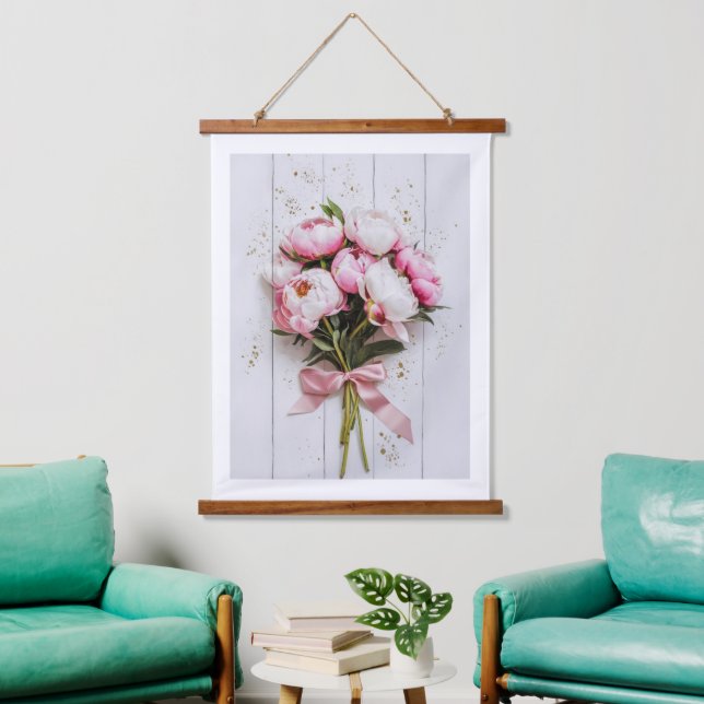 Tapiz Con Marco De Madera Peony Bouquet Wall Tapestry (Sala de estar)