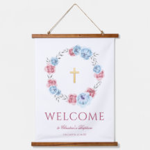 Peony Wreath Watercolor Bienvenida Bautismo Colgan