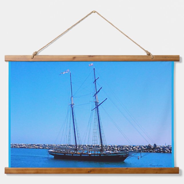 Tapiz Con Marco De Madera Peregrino al puerto, (Anverso )