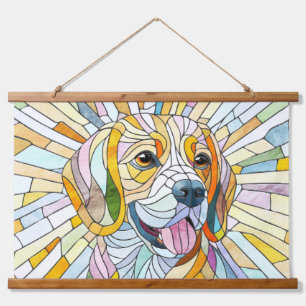 Tapiz Con Marco De Madera Perro Beagle - Arte Mosaico colorido