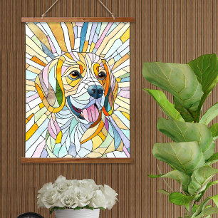 Tapiz Con Marco De Madera Perro Beagle - Arte Mosaico colorido