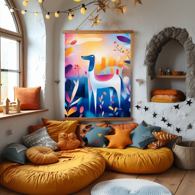 Tapiz Con Marco De Madera Perro caprichoso en el Ilustracion natural (Subido por el creador)