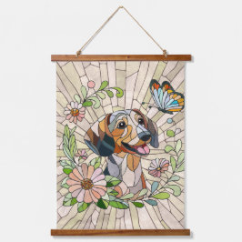 Tapiz Con Marco De Madera Perro Dachshund - mosaico doxie-colorido