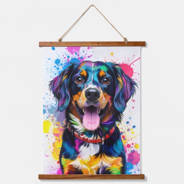 Tapiz Con Marco De Madera Perro de arte pop (Anverso)