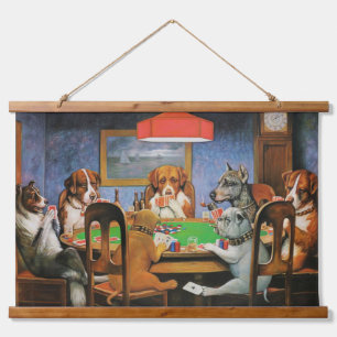 Tapiz Con Marco De Madera Perros jugando al póquer por C.M. Coolidge