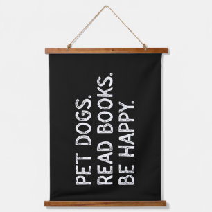 Tapiz Con Marco De Madera Perros mascotas leen libros felices perro divertid