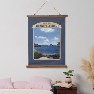 Tapiz Con Marco De Madera Personalizable de la Casa de la Playa Madera Tapiz