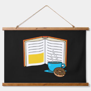 Tapiz Con Marco De Madera Personalizado de Café y Donut para Libros