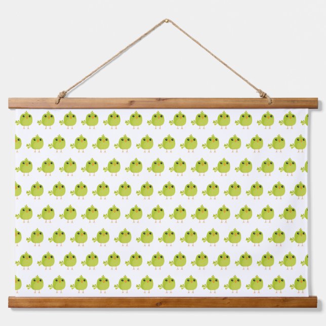 Tapiz Con Marco De Madera Personalizado de pájaro verde (Anverso )