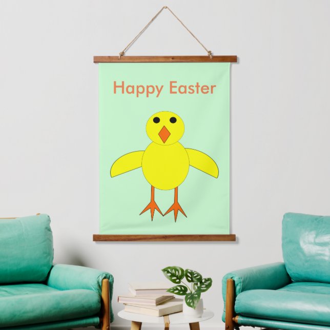 Tapiz Con Marco De Madera Personalizado de pollo de Pascua (Sala de estar)