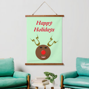 Tapiz Con Marco De Madera Personalizado de renos de ciberNavidades