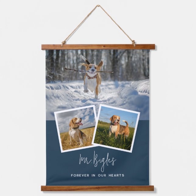 Tapiz Con Marco De Madera Personalizado en memoria de perros mascota 3 Colla (Anverso)