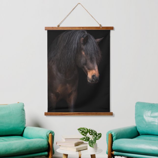 Tapiz Con Marco De Madera Personalizado Mascota de fotos de caballos Retrato (Sala de estar)