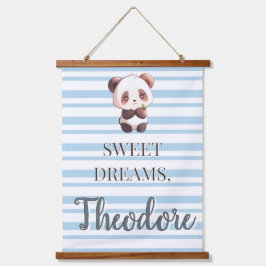 Tapiz Con Marco De Madera Personalizado Panda Adorable Dulces Sueños