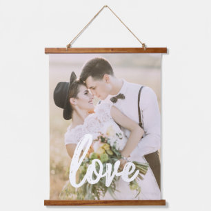 Tapiz Con Marco De Madera Personalizado Photo Love Script
