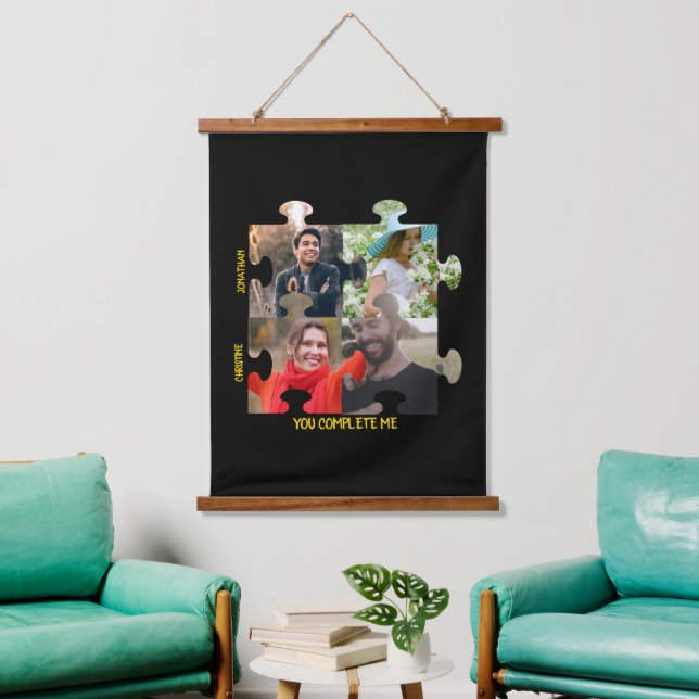 Tapiz Con Marco De Madera Personalizado pieza de rompecabezas Completarme fo (Sala de estar)