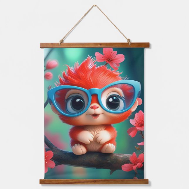 Tapiz Con Marco De Madera Personalizado Rosa Panda En La Rama (Anverso)