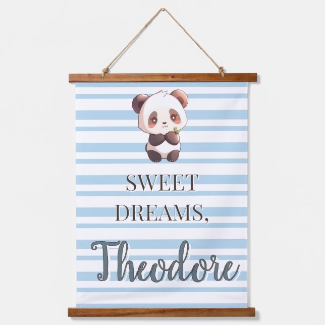 Tapiz Con Marco De Madera Personalized Cute Panda Sweet Dreams (Anverso)