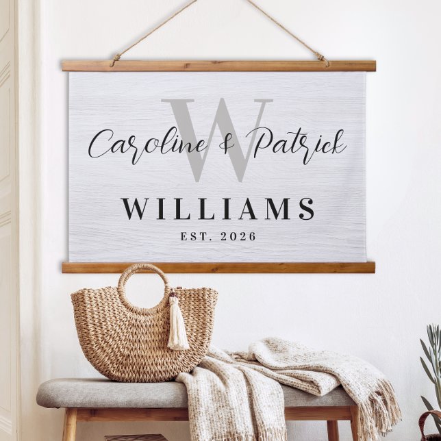 Tapiz Con Marco De Madera Personalized Family Name Framed Fabric Sign (Personalized Family Name Wall Art Sign Custom Initial Established Date Housewarming Gift Home Decor)