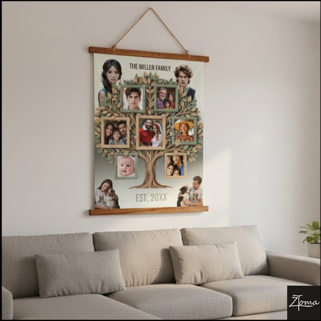 Tapiz Con Marco De Madera Personalized Family Tree Photo Wall Scroll (Subido por el creador)