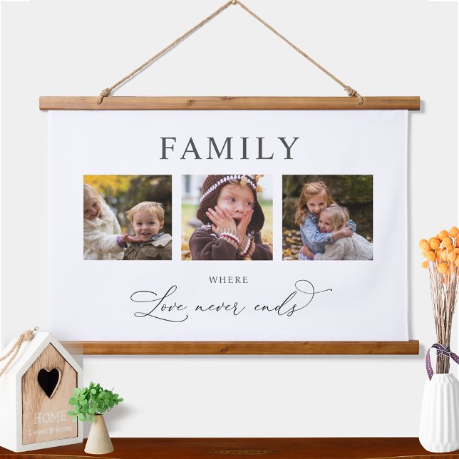 Tapiz Con Marco De Madera Personalized Photo Family Where Love Never Ends (Subido por el creador)