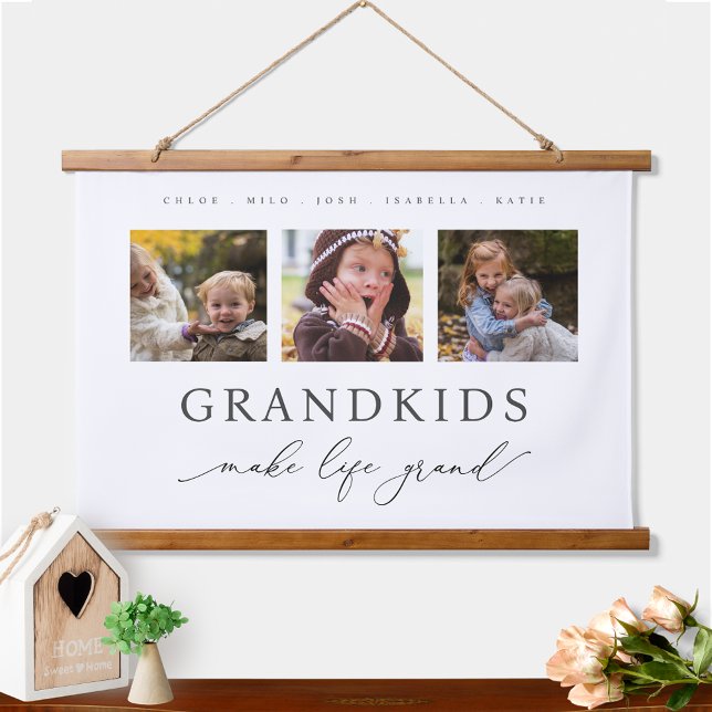 Tapiz Con Marco De Madera Personalized Photo Grandkids Make Life Grand (Subido por el creador)