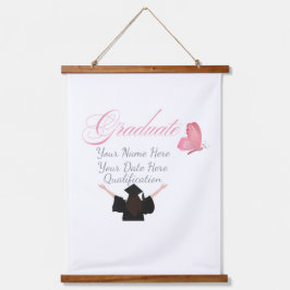 Tapiz Con Marco De Madera Personalized Pink Graduate Gift, Custom Name 