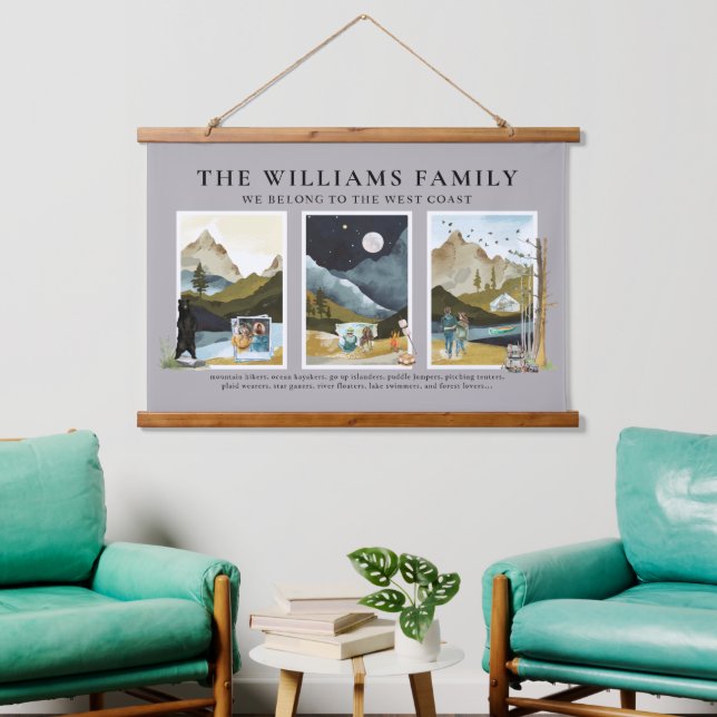 Tapiz Con Marco De Madera Pertenecemos a la costa oeste | Acuarela Rusa (Sala de estar)