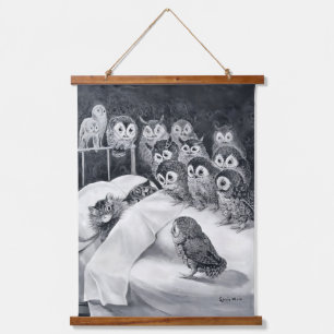 Tapiz Con Marco De Madera Pesadilla de gato, ave búho, Louis Wain