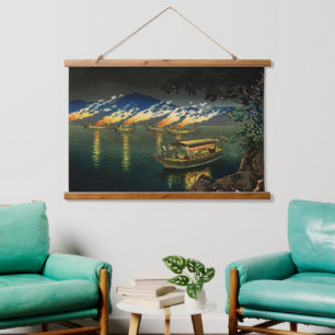 Tapiz Con Marco De Madera Pesca de cormoranes Tsuchiya Koitsu 1940