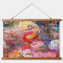 Tapiz Con Marco De Madera Pétalos De Vidrio Botánico
