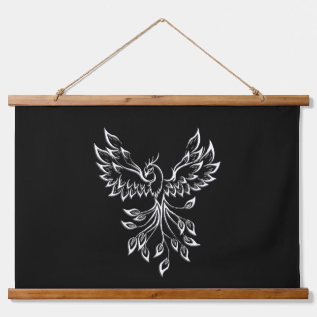Tapiz Con Marco De Madera Phoenix Rises en Negro (Anverso )