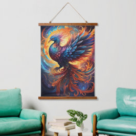 Tapiz Con Marco De Madera Phoenix Wall Tapestry