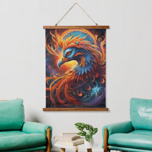 Tapiz Con Marco De Madera Phoenix Wall Tapestry