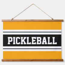 PICKLEBALL Fun brillante amarillo franjas blancas