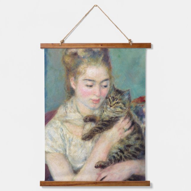 Tapiz Con Marco De Madera Pierre-Auguste Renoir - Mujer con un gato (Anverso)
