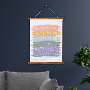 Tapiz Con Marco De Madera Pinceles estéticos de alfabetos curativos españole