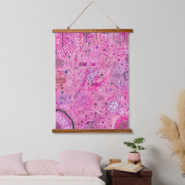 Tapiz Con Marco De Madera Pink Maximalist Abstract: Raspberry Sundae