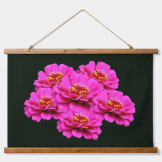 Tapiz Con Marco De Madera Pink Zinnia Flower Bouquet 