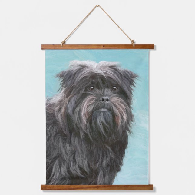 Tapiz Con Marco De Madera Pintura Affenpinscher - Arte Perro Original Cuto (Anverso)