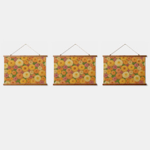Tapiz Con Marco De Madera Pintura al óleo de patrón floral continuo de otoño