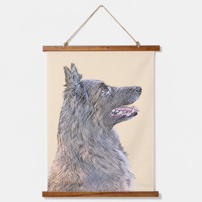 Tapiz Con Marco De Madera Pintura belga de Tervuren - Arte original del perr (Anverso)
