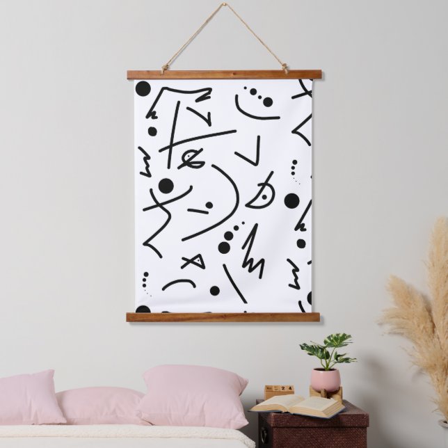 Tapiz Con Marco De Madera Pintura De Arte Resumen De Una Especie (Dormitorio)