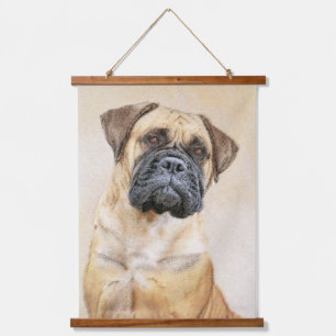 Tapiz Con Marco De Madera Pintura de Bullmastiff - Arte de Perro Original.