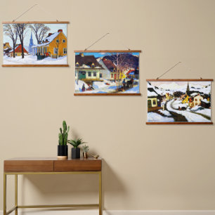 Tapiz Con Marco De Madera Pintura de Clarence Gagnon, hermosas escenas de in